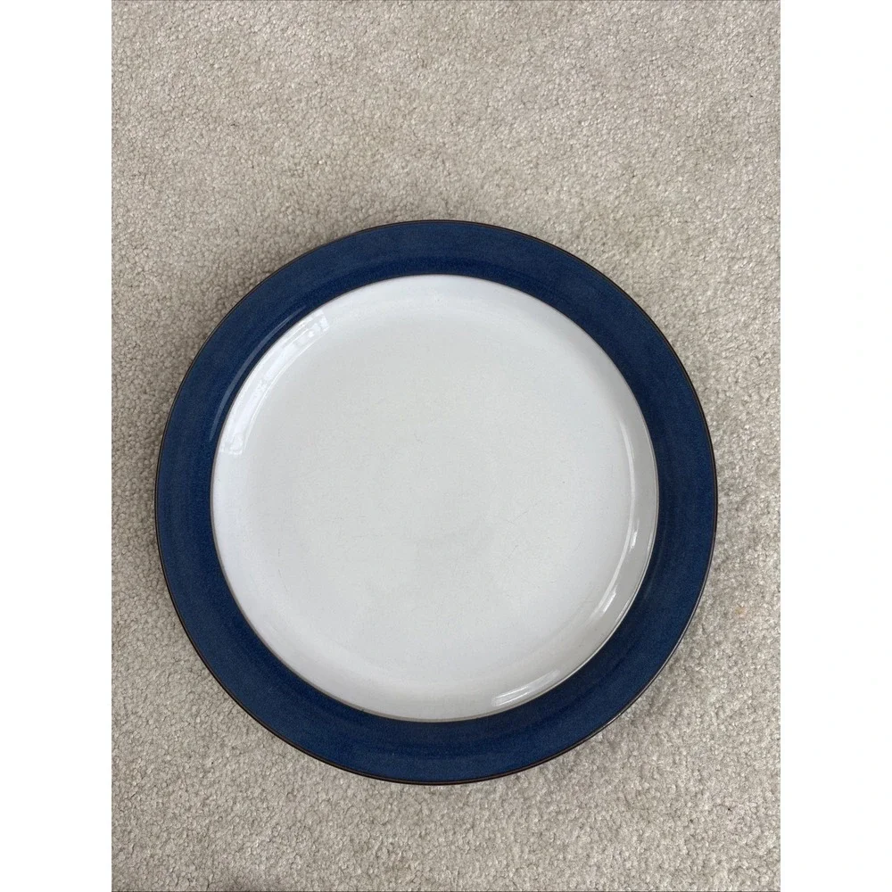 Denby Pottery Boston Blue Stoneware Dinner Plates Made in England 10.5